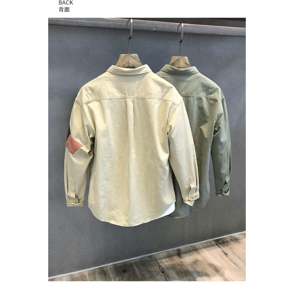 Herbst Locker Patchwork Langarmhemd Herren Mode Japanisch Vielseitig Knopfleiste Strickjacke Temperament Mann Oberteil