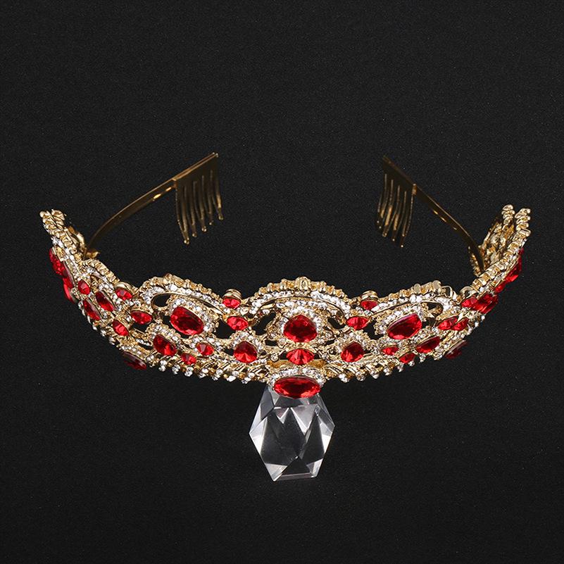 Korean Red Rhinestone Wedding Hair Accessories Popular Bridal Crown Wedding Accessories