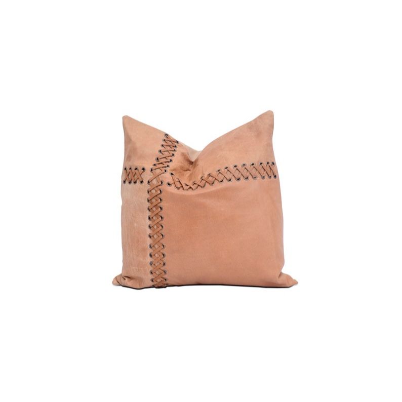 Vintage Tan Leather Cushion Cover: Handmade Cowhide Pillow Gift For Her Him Birthday Anniversary