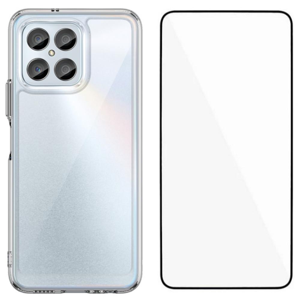 

WANLONFENG Серия MF для Honor X8a 4G Чехол ТПУ+Акрил Прозрачная накладка для телефона с защитной пленкой из закаленного стекла A