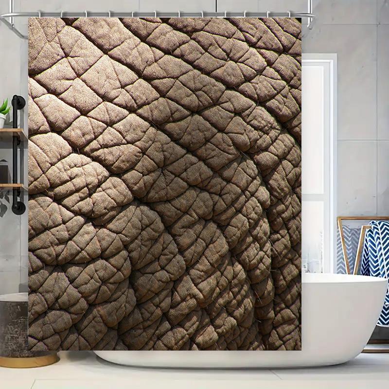 

Elephant Skin Shower Curtain Rustic Animal Print Bathroom Decor Waterproof Fabric Shower Curtains Set For Home Bath W60H190(CM)-1 Pcs