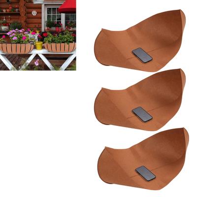 3PCS Window Box Liners for Planter Felt Trough Planter Basket Flower Box Liners for Wall Hanging Basket Garden Fence Railing Brown