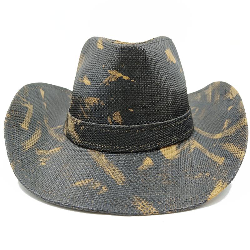 Thickened summer cowboy hat sun hat black summer thickened sun hat cowboy straw hat men and women beach hat