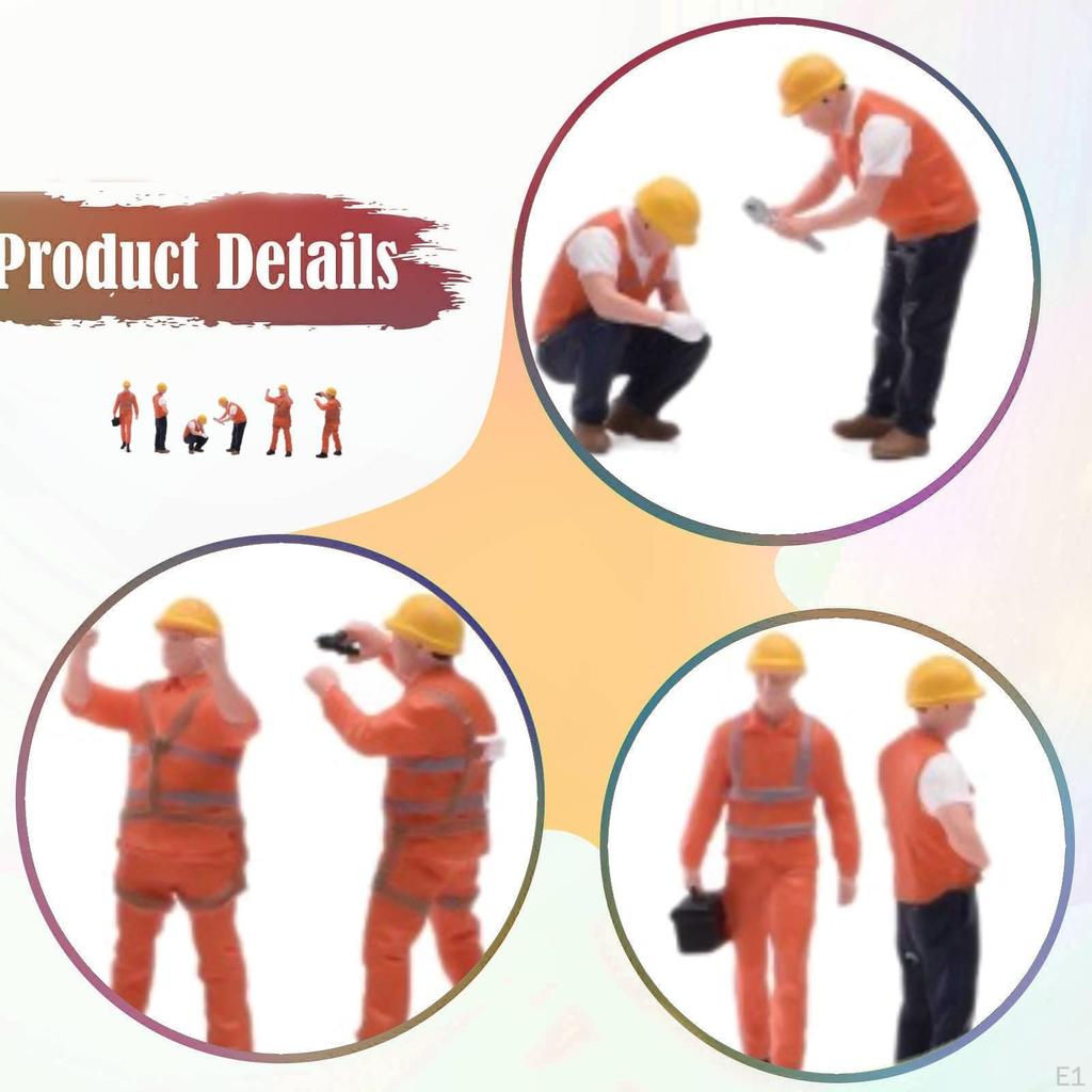 6Pcs 1:64 Service Technician Model Mini Construction Worker Figure Dioramas Role Character for