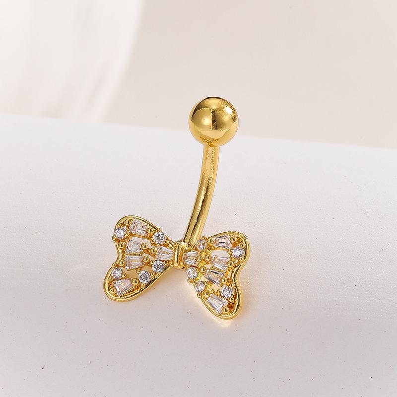 Fashion Zircon Butterfly Belly Button Rings Shiny Crystal Bow Navel Piercing For Women Girls Sexy Belly Ring Beach Jewelry Gifts