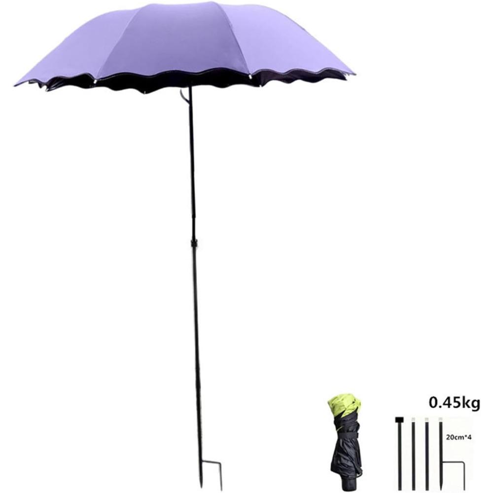 Multipurpose Sun Shade Umbrella with Ground Stake, UV Protection Rainproof Canopy for Plants, Outdoor Sports, Beach, Fishing, Travel - 37.4" X 49.2"