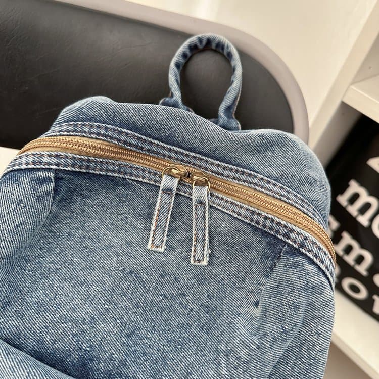 Zaino rétro in denim da donna a grande capacità