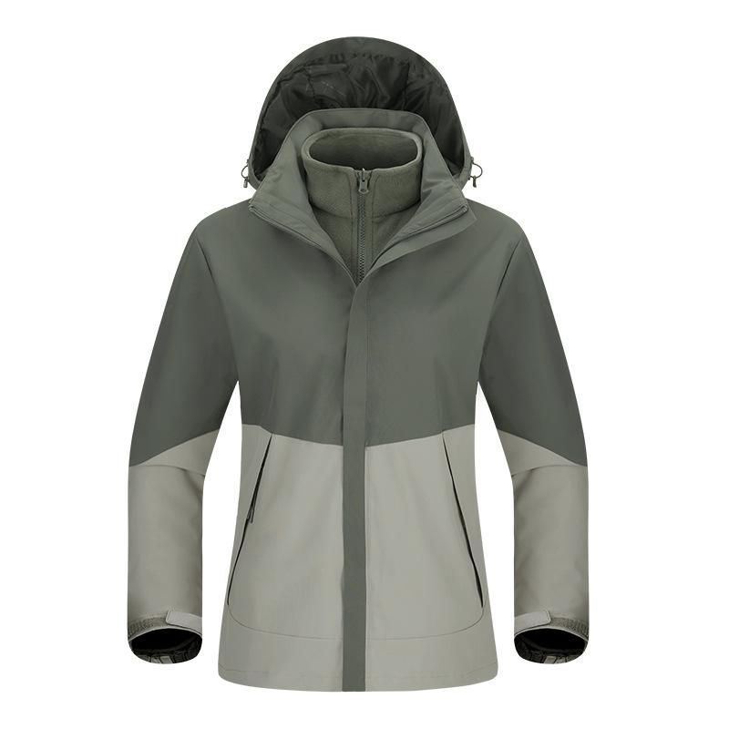 Couple 3-in-1 Jacket Men's Waterproof Warm Mountaineering Suit Women's Disassembled Silver Fox Velvet Liner Jacket