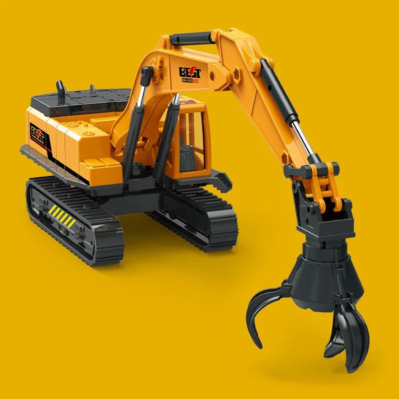 1:55 Simulation Engineering Vehicle Toy Excavator Demolition Machine Grab Stone Machine Grab Wood Crane Model Car Toys