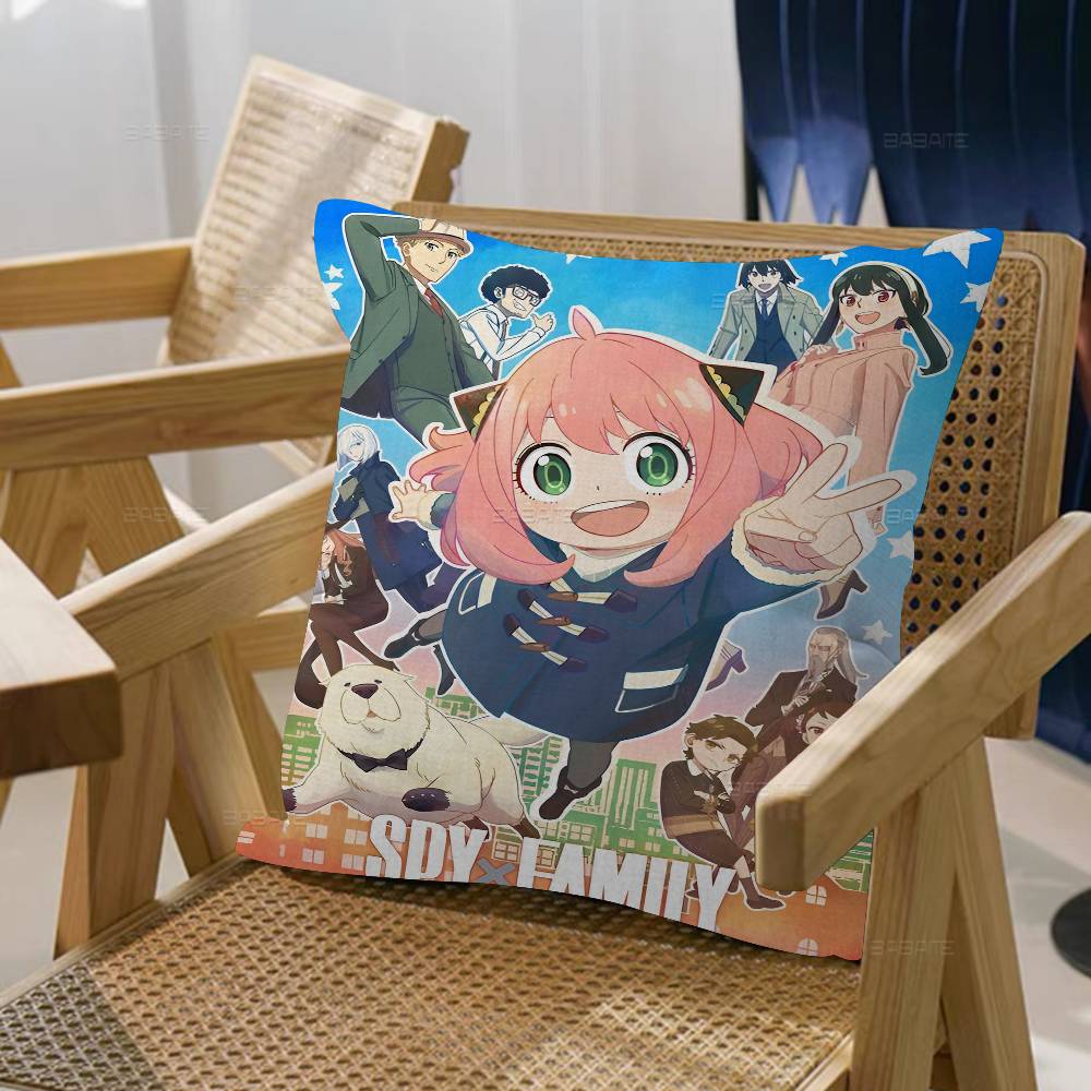 Anime S-Spy X Family Cushion Cover Pillowcase Upholstery Sofa Throw Pillow Home Decor Pillowcas