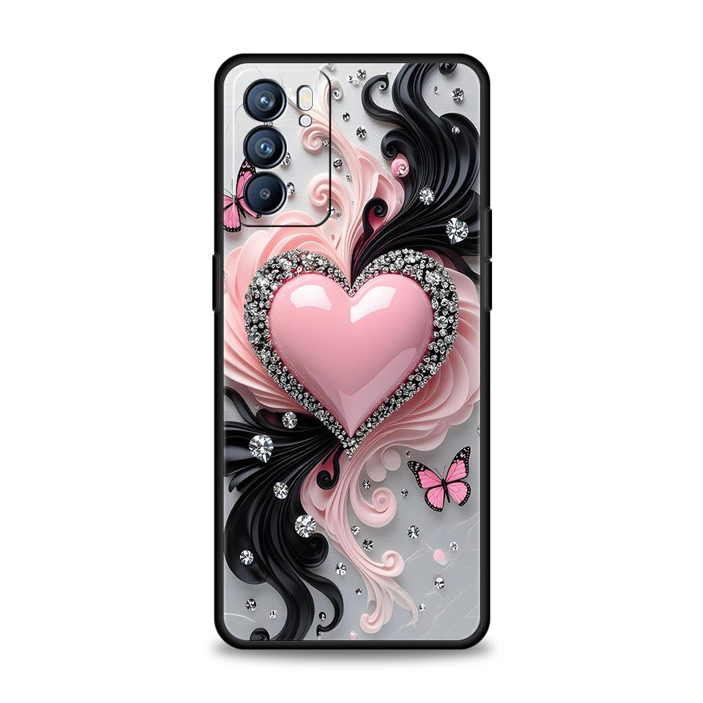 Colored Love Heart Printed Phone Case For Oppo Reno 13 12 11 10 7 F Find X5 X6 A98 A80 A79 A78 A57 A54 A31 A17 Pro 5G Soft TPU