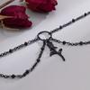 Accessories, Dark Gothic Choker Necklace, Sweet and Cool Imitation Crystal Chain Rose Tassel Necklace.