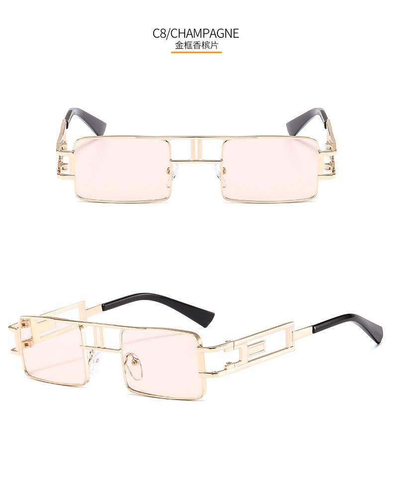 Vintage Retro Punk Rectangle Sunglasses for Women Fashion Hollow Out Metal Frameds Steampunk Style Sunglasses Men Eyewear Mirror Oculos De Sol UV400