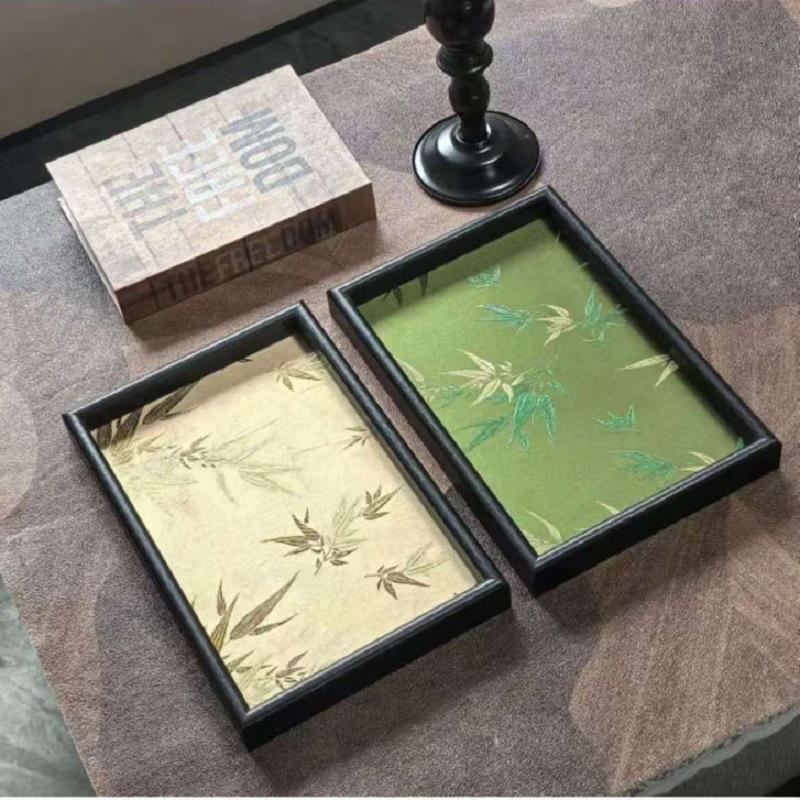 Bamboo Leaf Style Embroidered Tray for Storage