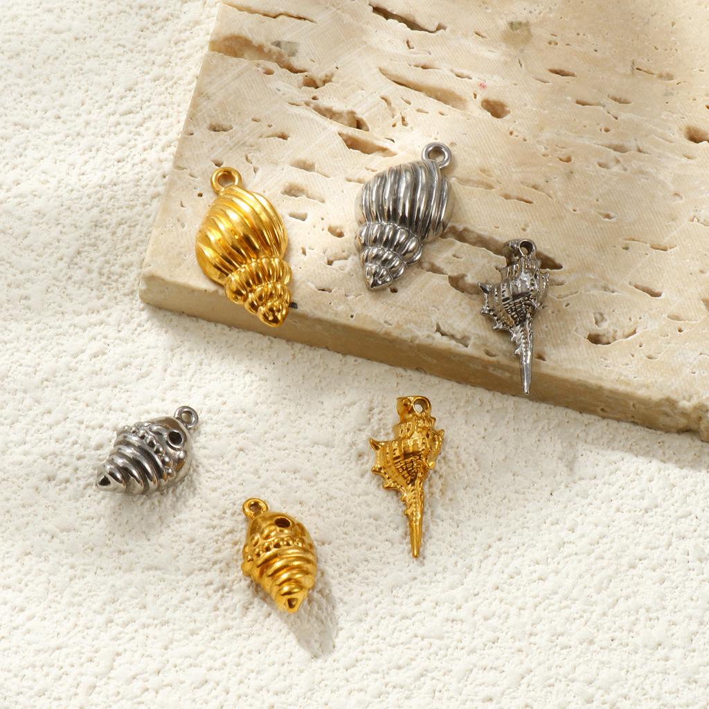 2 PCs 304 Stainless Steel Charms Multicolor Conch/ Sea Snail Ocean Pendants For DIY Necklace Earrings Jewelry Making Findings