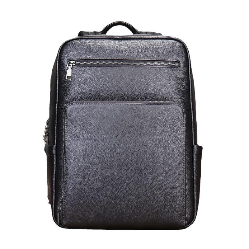 Genuine Leather Backpack 2022 New Men's Litchi Board Pattern Top Layer Cowhide Large Capacity Computer Bag Business Schoolbag