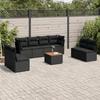 VidaXL Garden Lounge Set 9 Pcs with Cushions Black Braided Resin 3223577