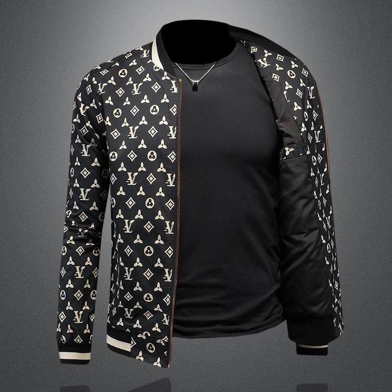 Spring and Autumn New Stand-Up Collar Jacket Men's European Station Fashion Trend Printed Slim-fit Versatile Casual Jacket JK9048