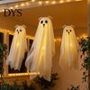Haunted House Party Supplies 3 Pcs Lighted Dog Ghost Hanging Ornaments, Spooky Halloween Outdoor Flying Decorative for Dorm Room Gauze with LED Light