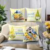 1/4pcs Floral and Gnome Patterned Pillowcases Sweet Home Hello Spring Decor Sofa Cushion Cover Home Bedroom Room Decoration