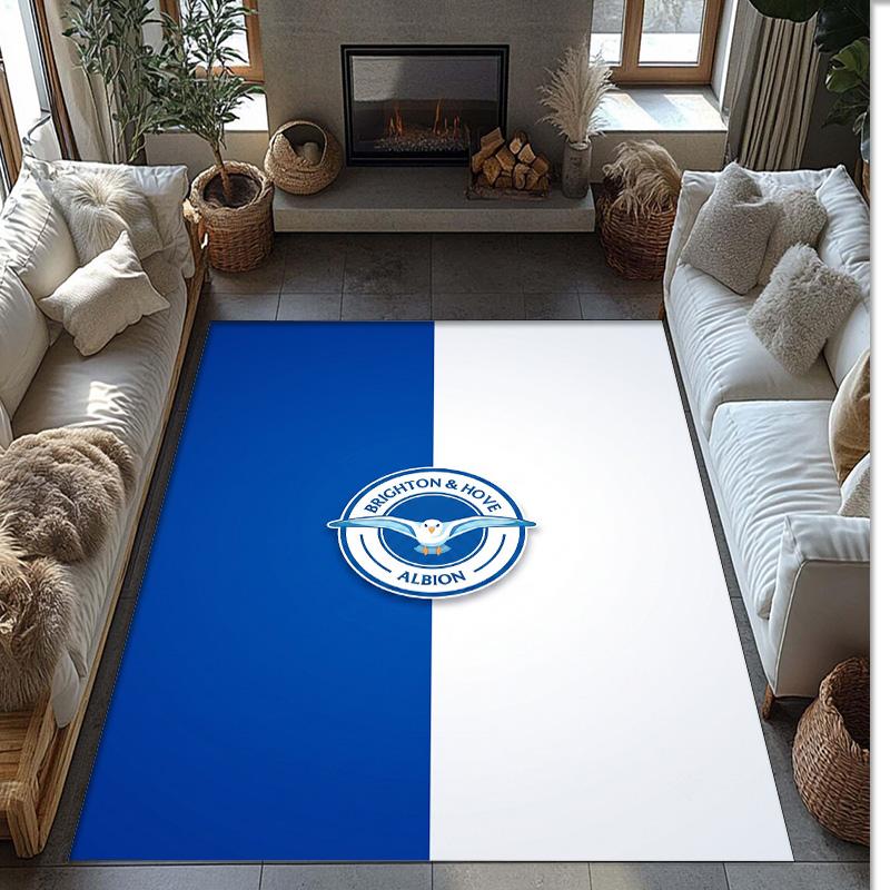 Brighton & Hove Albion Football Print Crystal Velvet Rug, Comfortable Water Absorbent Non Slip Indoor Floor Carpet