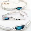 Fashion Lady Silvery Colory Color Metal Chain Bracelet Charm Cuff Peacock Blue Bangle Trinket