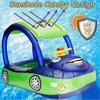 Baby Inflatable Pool Float with Canopy, Car Shaped Swim Float Boat with Sunshade & Steering Wheel, Cartoon Swim Seat Ring for Toddler Infants