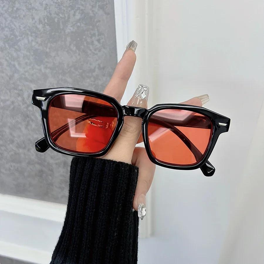 Fashion Plain Rectangle Sunglasses Men Women Brand Designer Classic Vintage Sun Glasses Male Travel Shades