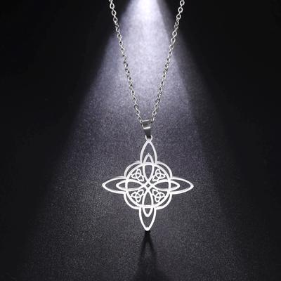 Collar Nudo de Bruja Acero Inoxidable Triquetra Nudo Mágico Celta Wicca Amuleto Joyería para Mujeres