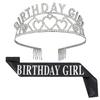Crystal Letter Crown Birthday Girl Headband Set