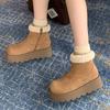 Flats Fur Women Ankle Boots Platform Designer Cotton Shoes Winter Suede Snow Boots 2025 New Casual Cotton Botas De Mujer