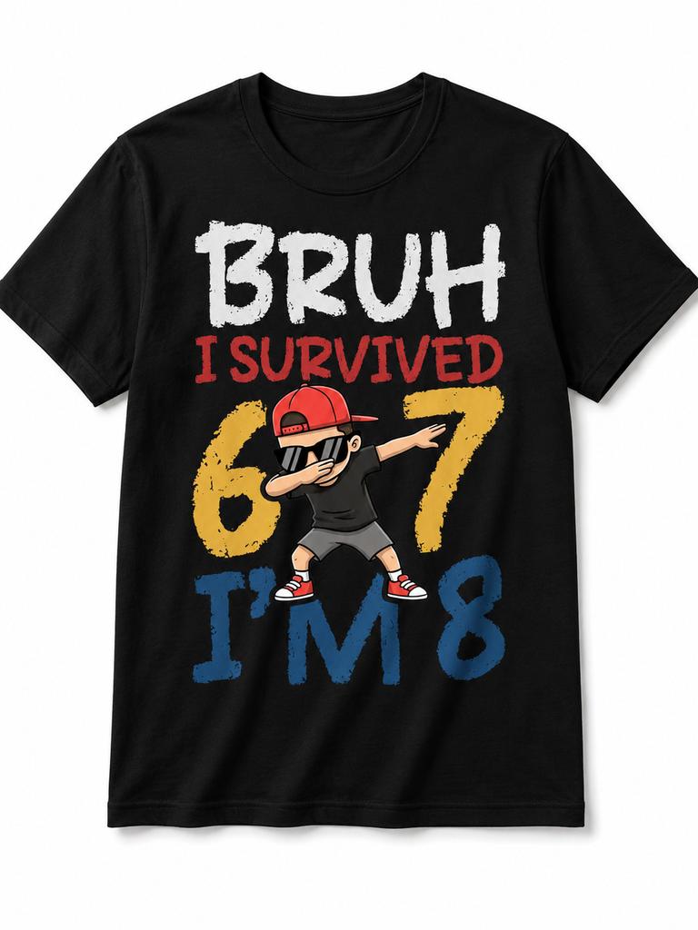 Bruh I Survived 2nd Grade I'm 8 Dabbing Boy Kids 8th Birthday T-Shirt