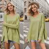 Women's Clothing Plus Size Fashion Knitwear Sweater Sexy Pullover V-neck