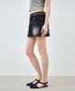 MONGDOL Rib Banding Washed Denim Mini Skirt Black Mdsk037Black