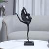 Ballet Angel Black Figures Sculpture Marble Base Desk Decoration Abstract Dancer Character Metal Statue Room Aesthetic Decor