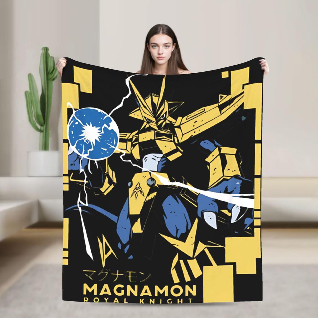 Guilmon Blankets Digimon Nostalgic Anime Wool Vintage Soft Throw Blanket for Bedding Lounge  Winter