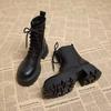 Martin Boots Women's Autumn and Winter 2026 New Thick-soled Heightening Short Boots Slim British High-heeled Locomotive Boots