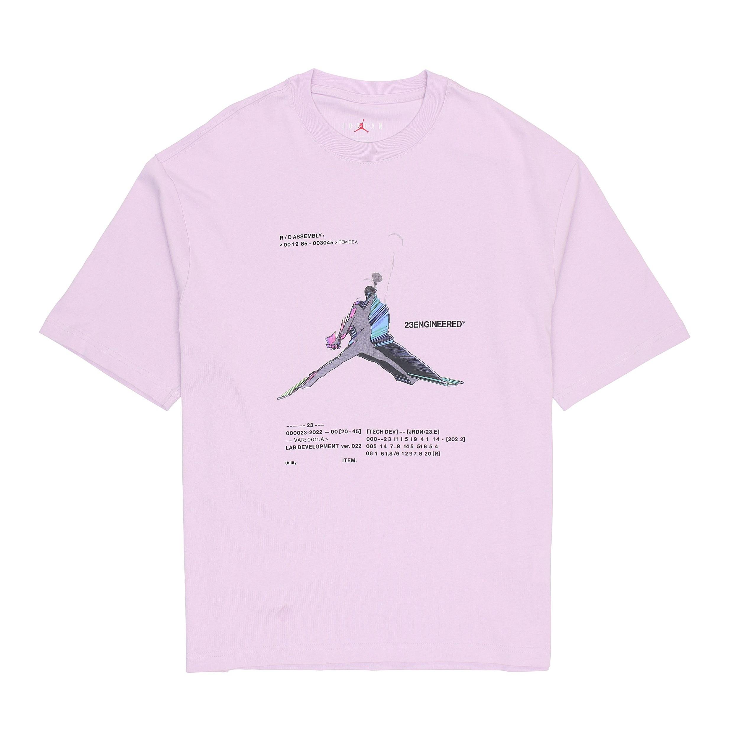 Air Jordan 23 Engineered Casual Breathable Large Logo Printing Round Neck Short Sleeve Pink Purple Men s DO8895-530 L