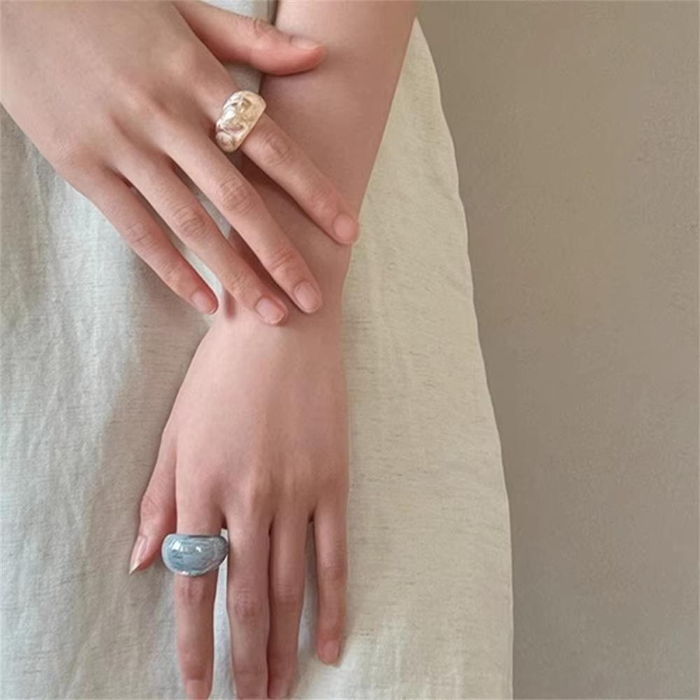 Retro Acrylic Fashion Style Unique Ring Urban Women Korean Simple Travel Jewelry Accessories Gifts Cool Vintage Party Rings