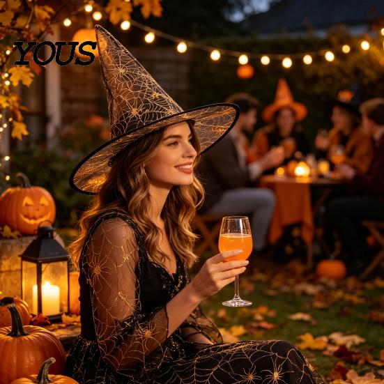 Magician Costume Hat Cone-shaped Transparent Organza Witch Hat, Lightweight Halloween Accessory Cosplay Props for Girls Wizard Party Decorations