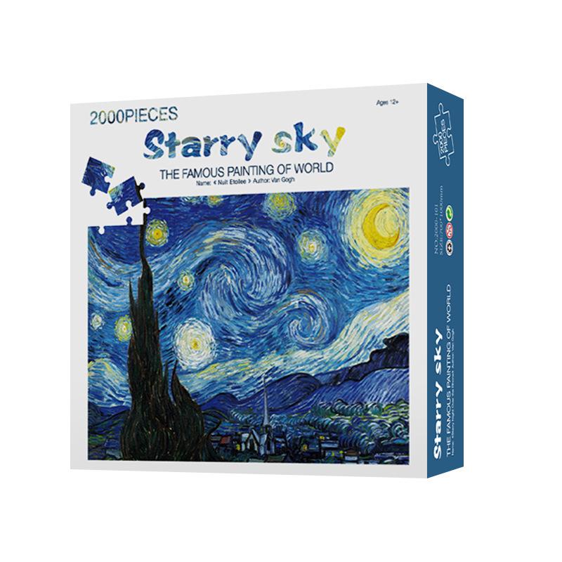 Van Gogh's Starry Night 2000-Piece Jigsaw Puzzle - High Difficulty for Adults 12+