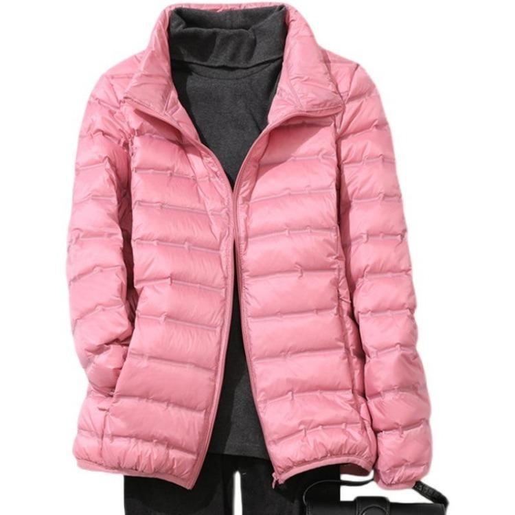 Neue Damen nahtlose integrierte Daunenjacke Winter Outdoor Stehkragen dünn große Größe kurze Jacke Kleidung