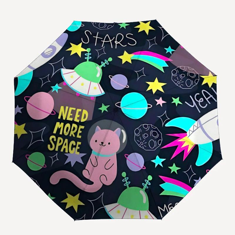 

1pc Space Cats Automatic Open/close Umbrella, 8-Rib sturdy structure, Portable Travel Umbrella, Parties, Everyday Use, Outdoor Accessory, Ar