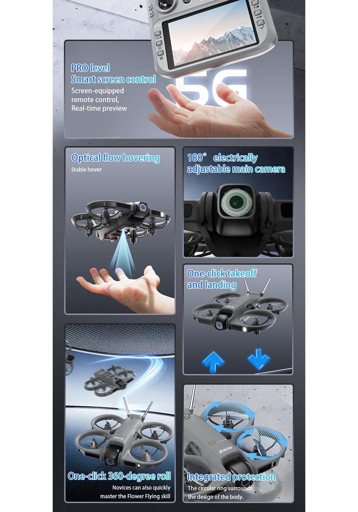 Z906 Drone with 4.3-inch Screen Controller, Strong Magnetic Anti-Collision, Optical Flow, HD Aerial Photography and Remote Control.