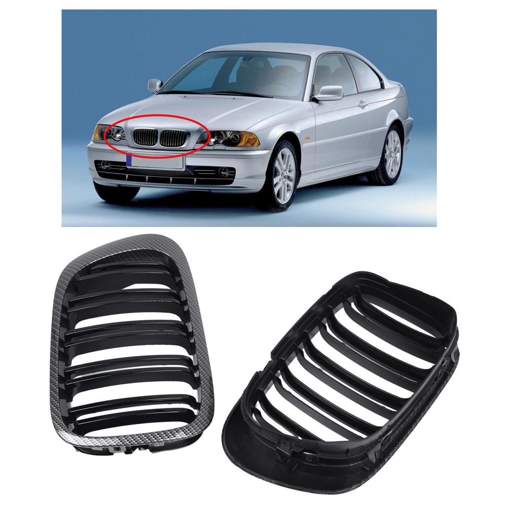 2Pcs Front Upper Chrome Frame Kidney Grilles Car Exterior Parts for BMW