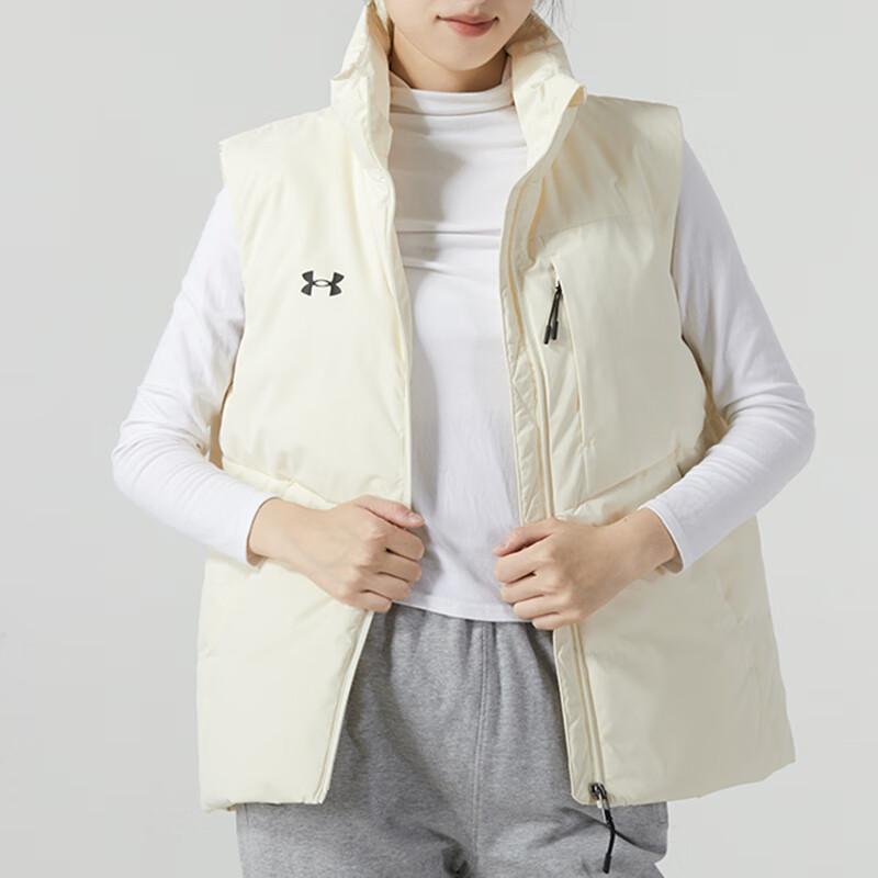 Under Armour Solid Color Stand Collar Sport Outdoor Running Casual Down Vest Unisex Vests White 23600803-101