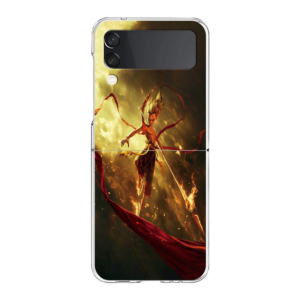 

Phone Cover For Samsung Galaxy Z Flip 6 5 4 Case Transparent For Samsung Z Flip 3 Hard PC Foldable Shell Cute Nezha Capas Bags Samsung Z Flip