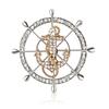 Creative Alloy Full Drill Rudder Anchor Brooch Navy Style Exquisite Men'S Clothing Brooch Ornament Pin