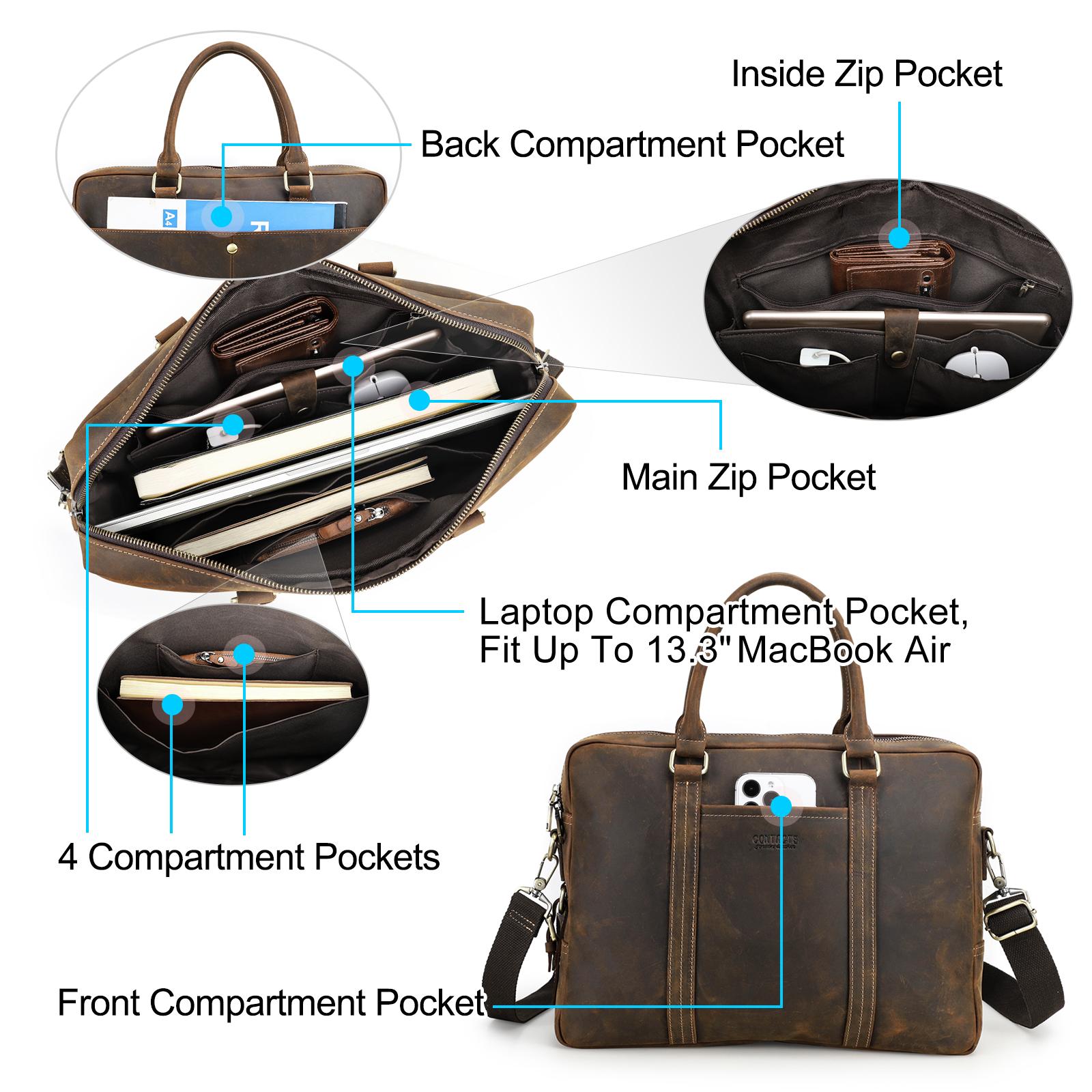 CONTACT S Мужской портфель из натуральной кожи 14 — фото 5