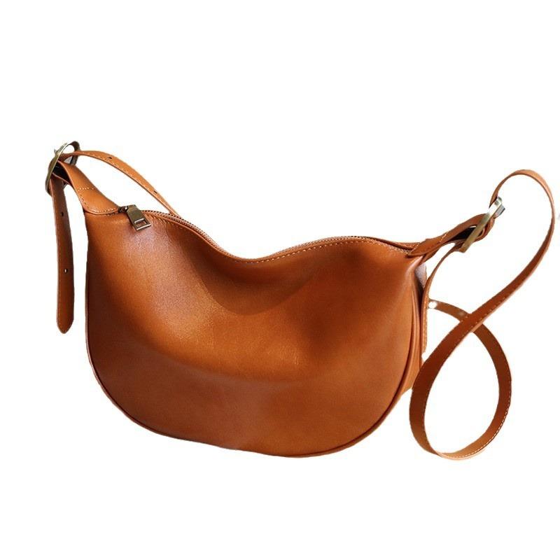 Messenger Bag aus Rindsleder der ersten Schicht, neue Damentasche, Retro-Pendler-Umhängetasche, große Kapazität, vielseitige Knödeltasche